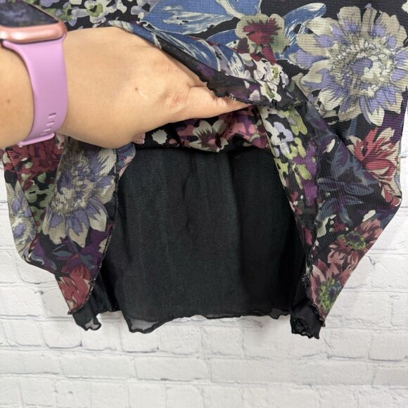 Cristopher & Banks Blouse Women XL  Whimsigoth Sheer Lined V Neck 3/4 Sleeve Top - Picture 4 of 11